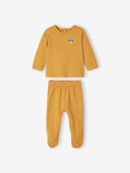 2er-Pack Jungen Baby Pyjama, Jersey senffarben 