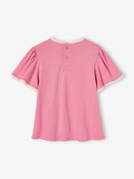 T-shirt blouse fille détails jour échelle rose bonbon 