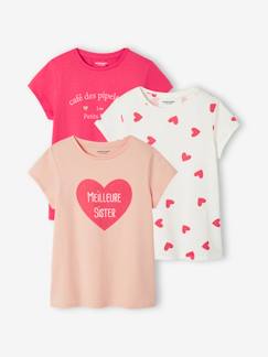 Fille-Lot de 3 T-shirts assortis fille détails irisés