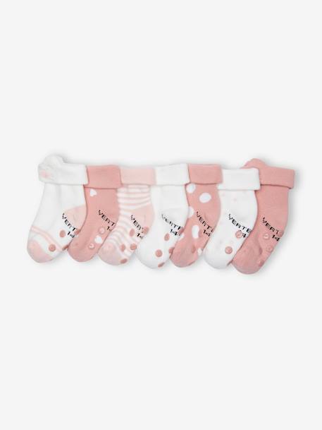 7er-Pack Mädchen Baby Stoppersocken mit Katze rosa 