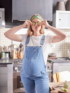 Vêtements de grossesse-Salopette en jean coupe mom grossesse et allaitement