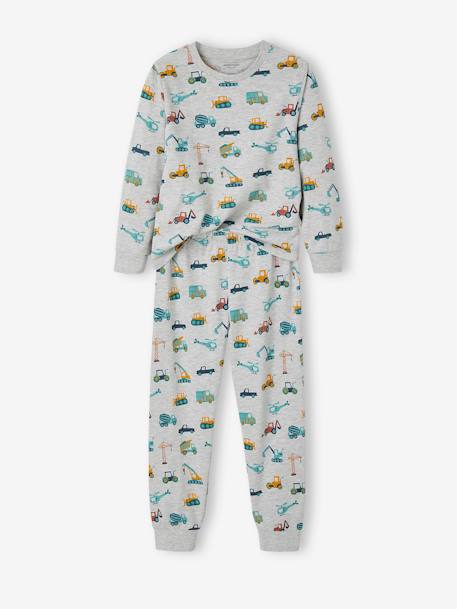 Lot pyjama + pyjashort 'chantier' garçon gris chiné 