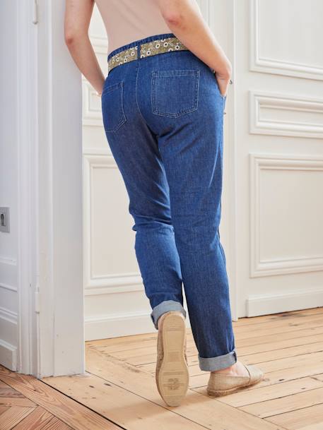 Umstands-Jeans mit Paperbag-Bund Denim brut 