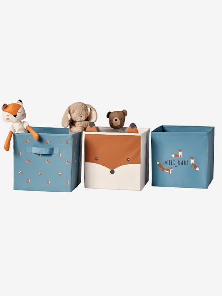 3er-Set Kinderzimmer Aufbewahrungsboxen „Baby Fox“ Pack blau 