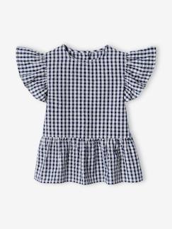 -Blouse volantée à carreaux vichy fille