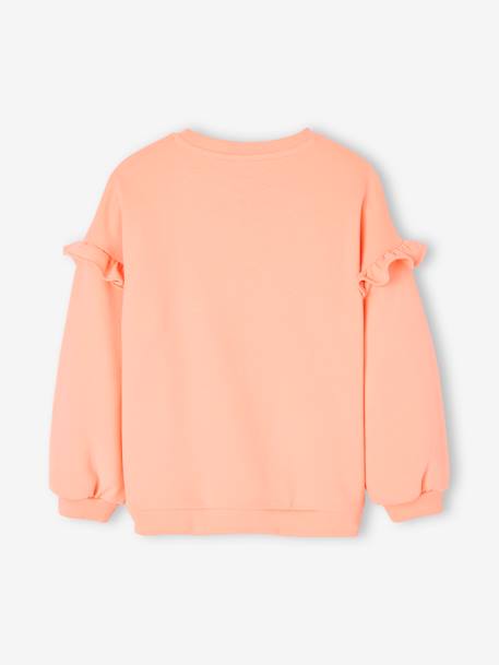 Mädchen Sweatshirt mit Volants, personalisierbar altrosa+pfirsich+rost 