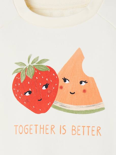 Sweat motifs fruits fille écru 