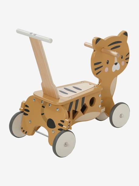 Porteur chariot de marche 2 en 1 en bois FSC® bois+rose 