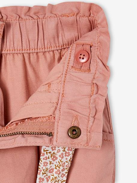 Pantalon paperbag fille avec ceinture foulard imprimée blush 