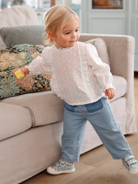 Mädchen Baby Jeans mit Stoffgürtel denim bleached 