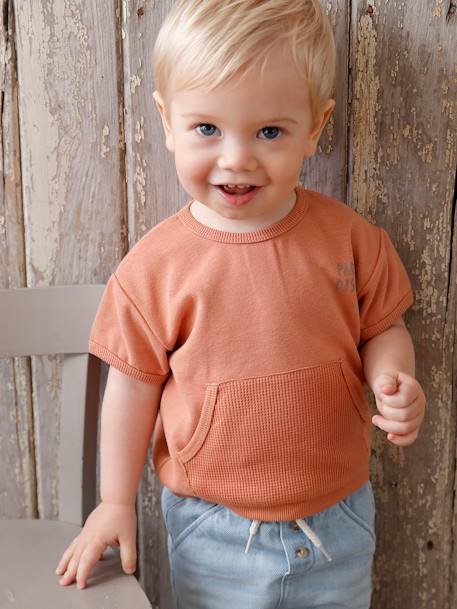 Baby Sweatshirt mit kurzen Ärmeln rostfarben 