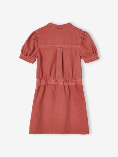 Robe zippée manches boules fille terracotta 