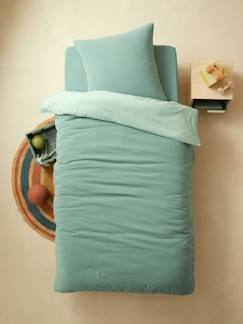 Linge de maison et décoration-Linge de lit enfant-Parure enfant bicolore fourre de duvet + taille d'oreiller