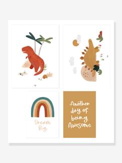 Linge de maison et décoration-Décoration-Cadre, affiche, pêle-mêle-Lot de 4 affiches Dinosaures Sunny LILIPINSO
