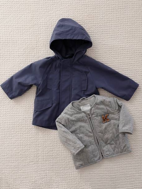 Parka 3 en 1 bébé avec blouson amovible en molleton bleu ardoise 