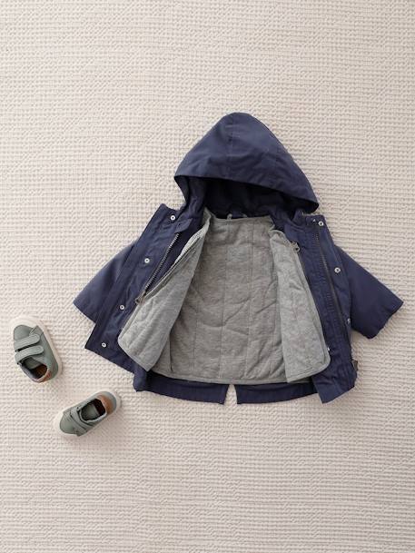 Parka 3 en 1 bébé avec blouson amovible en molleton bleu ardoise 