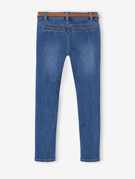 Die UNVERWÜSTLICHE, robuste Mädchen Jeans, Slim-Fit mit Gürtel blue stone+grau 