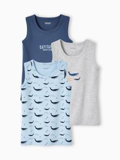 La valise maternité-Garçon-Sous-vêtement-T-shirt-Lot de 3 débardeurs garçon "baleines"