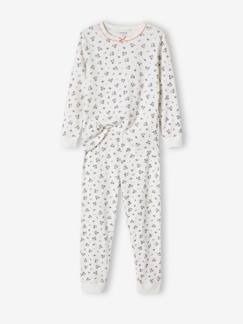 Pyjama fille personnalisable en maille côtelée avec imprimé fleuri