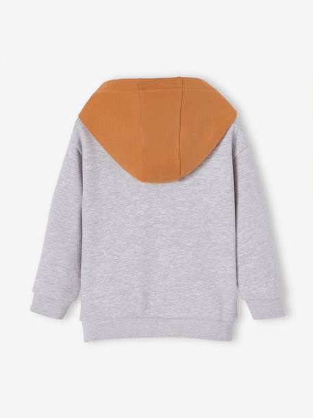 Sweat zippé à capuche sport color block garçon gris chiné 