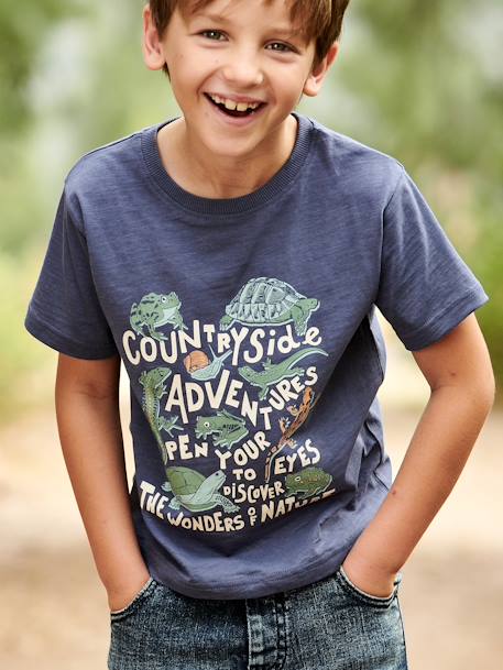 Jungen T-Shirt mit Tiermotiv dunkelblau 