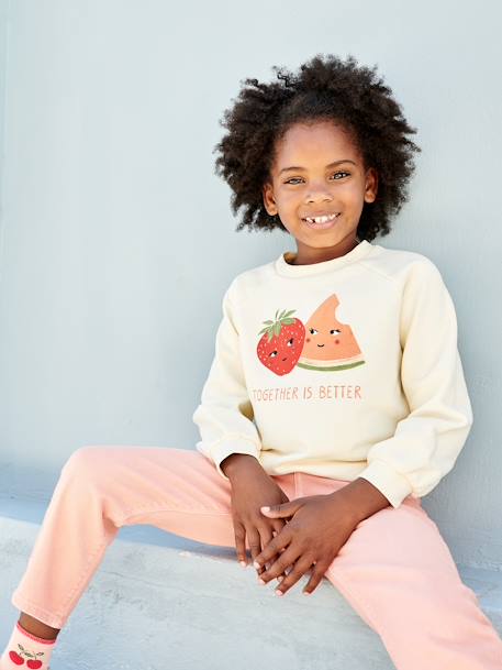 Mädchen Sweatshirt, Fruchtmotive ecru 