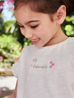 T-shirt fille brodé "adorable" manches courtes smockées