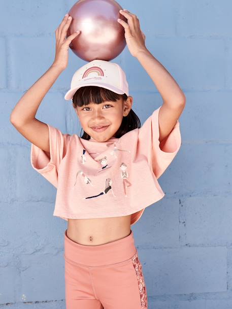 Mädchen Sport-T-Shirt, Cropped-Form abricot 