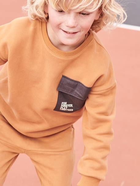 Jungen Sport-Sweatshirt mit Tasche pekannuss 