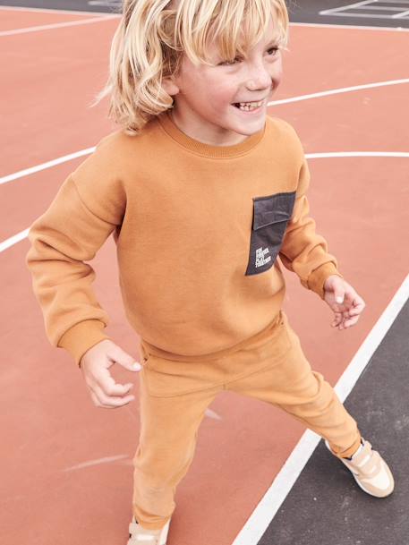 Jungen Sport-Sweatshirt mit Tasche pekannuss 