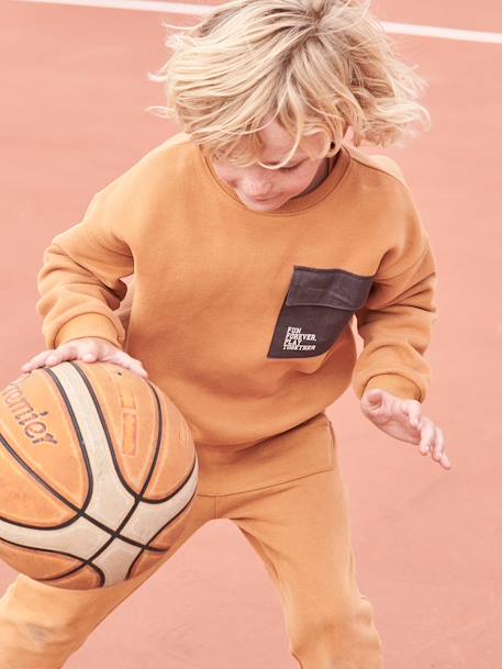 Jungen Sport-Sweatshirt mit Tasche pekannuss 