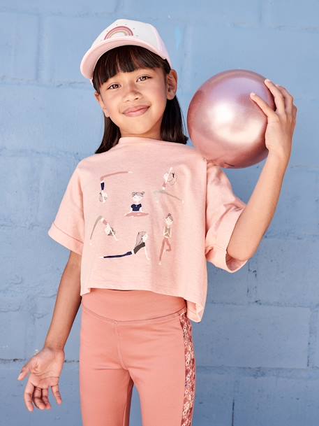 Mädchen Sport-T-Shirt, Cropped-Form abricot 