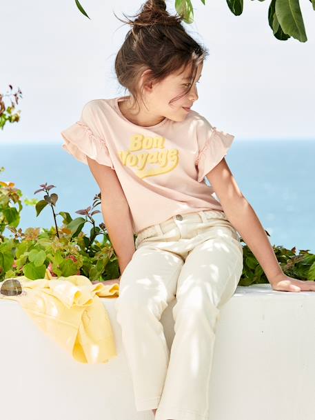 Mädchen T-Shirt mit Volantärmeln zartrosa 