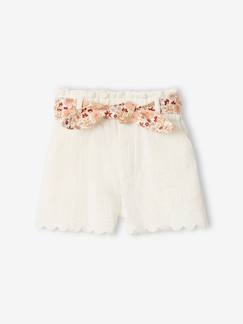 Bébé-Short bébé en gaze de coton avec ceinture fleurie