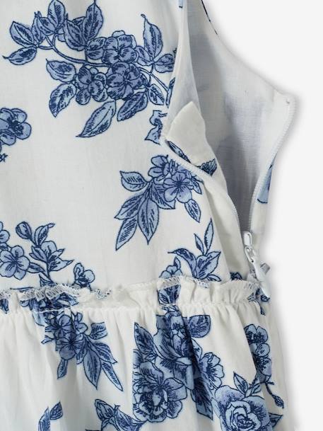 Robe de cérémonie à fleurs fille noeud au dos écru 