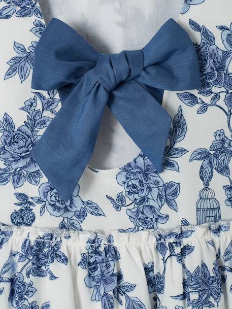 Robe de cérémonie à fleurs fille noeud au dos écru 