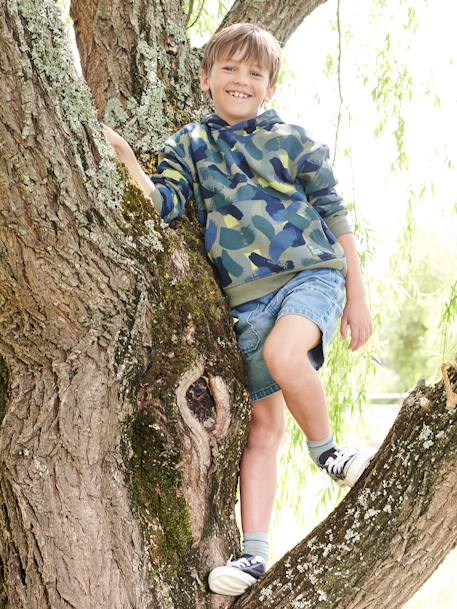 Jungen Kapuzensweatshirt grün bedruckt 