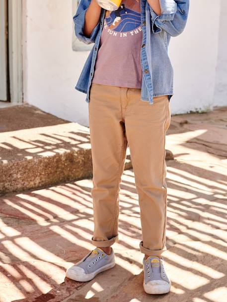 Pantalon droit indestructible garçon beige+BLEU+CHAMOIS+KAKI FONCE+vert 