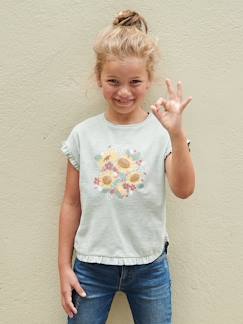 Mädchen T-Shirt mit Pailletten-Print und Volants