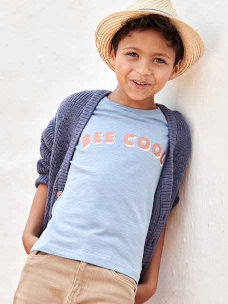 T-shirt garçon message 'Bee cool' bleu ciel 