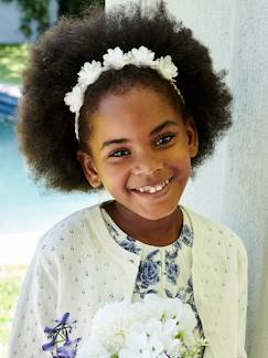 Festliche Kinderkleidung von vertbaudet-Mädchen-Festliches Haarband mit Tüllblumen