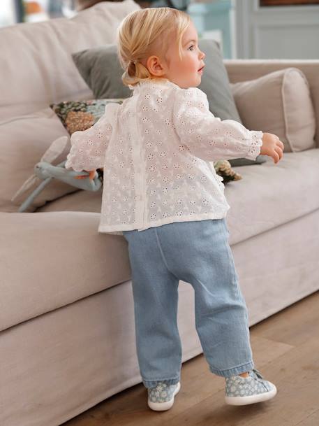 Mädchen Baby Jeans mit Stoffgürtel denim bleached 