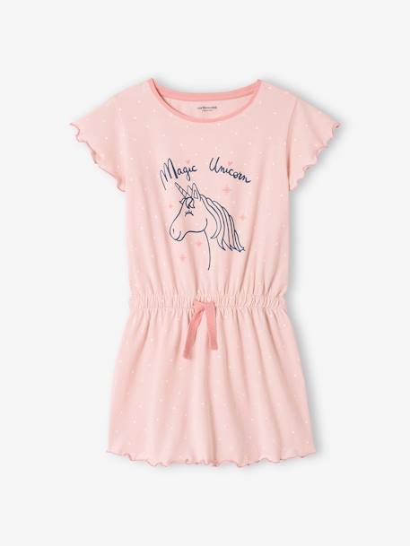 Chemise de nuit fille licorne rose pâle 