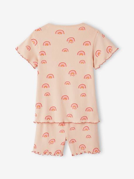 Lot de 2 pyjashorts fille imprimés en maille côtelée rose poudré 