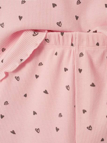 Lot de 2 pyjashorts fille imprimés en maille côtelée rose poudré 