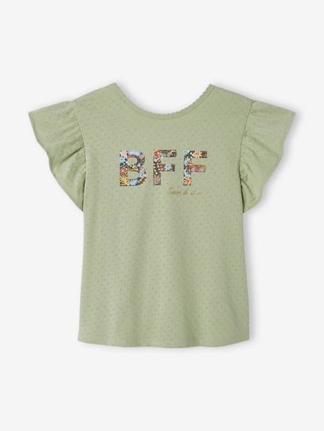 Mädchen T-Shirt mit Volantärmeln graugrün 