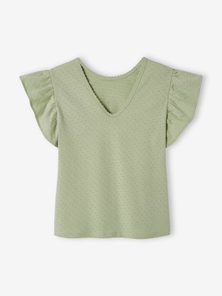 Mädchen T-Shirt mit Volantärmeln graugrün 