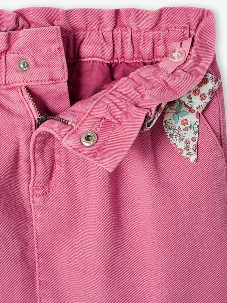Jupe paperbag fille avec  noeud fantaisie fleuri rose bonbon 