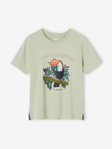 Tee-shirt motif toucan garçon vert sauge 