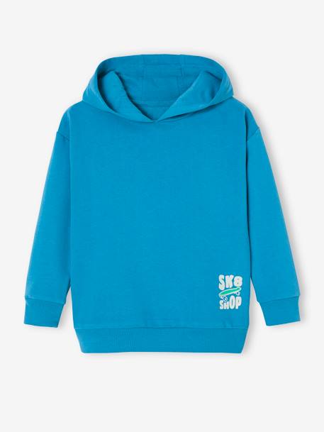 Sweat à capuche garçon maxi motif au dos bleu azur 